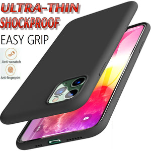 Black Case For iPhone 12,11 Pro XR X XS MAX Shockproof Soft Silicone Phone Cover